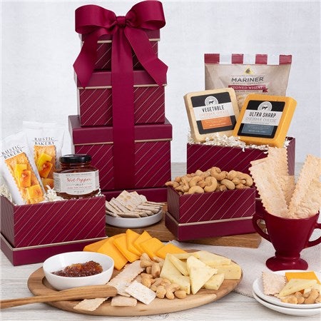Cheese and Cracker Autumn Gift Tower