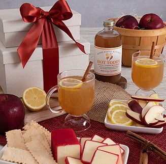 COMFORTING HOT TODDY FRUIT AND CHEESE GIFT TOWER