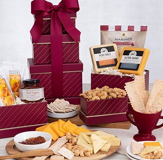 CHEESE AND CRACKER AUTUMN GIFT TOWER