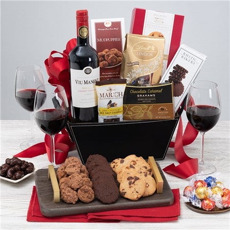 Red Wine &amp; Dark Chocolate Gift Basket - Viu Manent