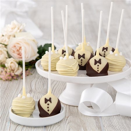 Wedding Cake Pops - these make great wedding anniversary gifts or a unique wedding gift!